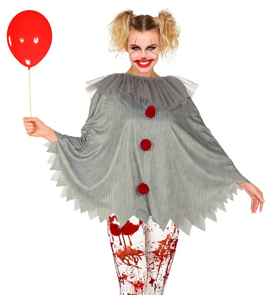 Horror Clown Poncho mit gruseligem Design für Fasnacht und Karneval