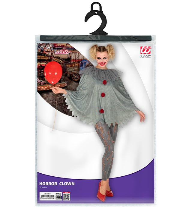 Horror Clown Poncho mit gruseligem Design für Fasnacht und Karneval