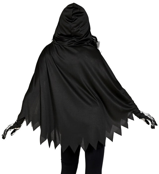 Skelett-Poncho mit Kapuze in Schwarz-Weiss für Halloween und Fasnacht
