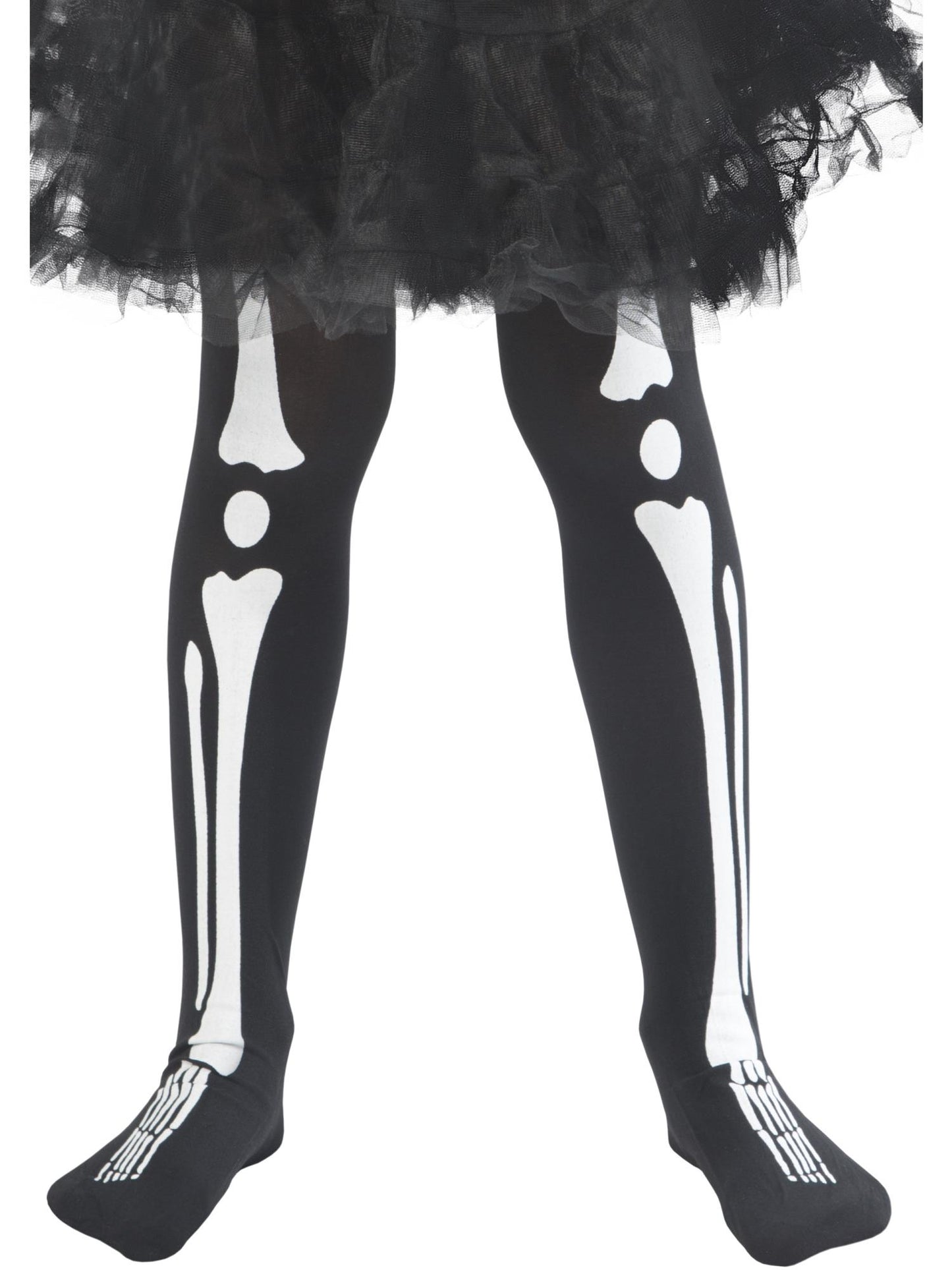 Smiffys Skeleton Tights, Child, Black für Mädchen
