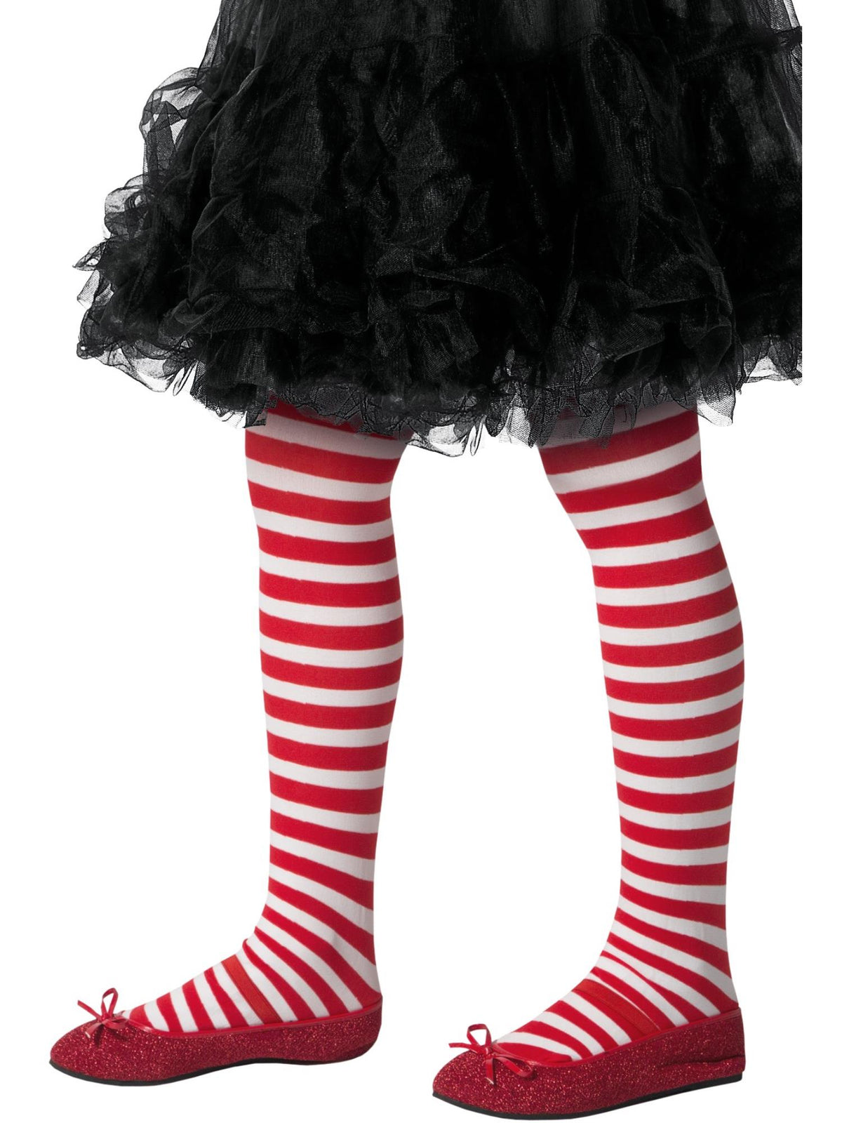Smiffys Elf Striped Tights Kinder rot-weiss gestreifte Strumpfhose