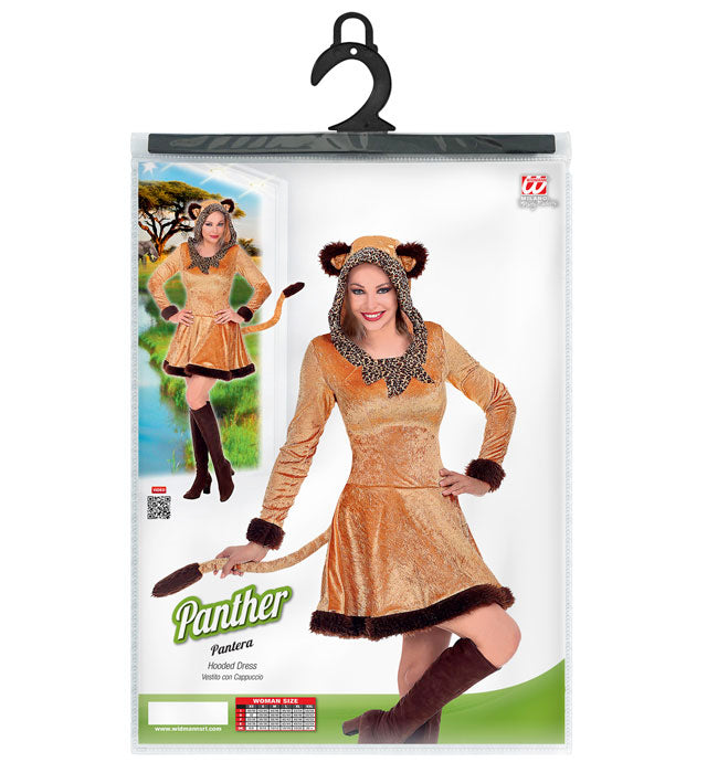 Leopardin Kostümkleid mit Kapuze im Leopardenmuster für Fasnacht