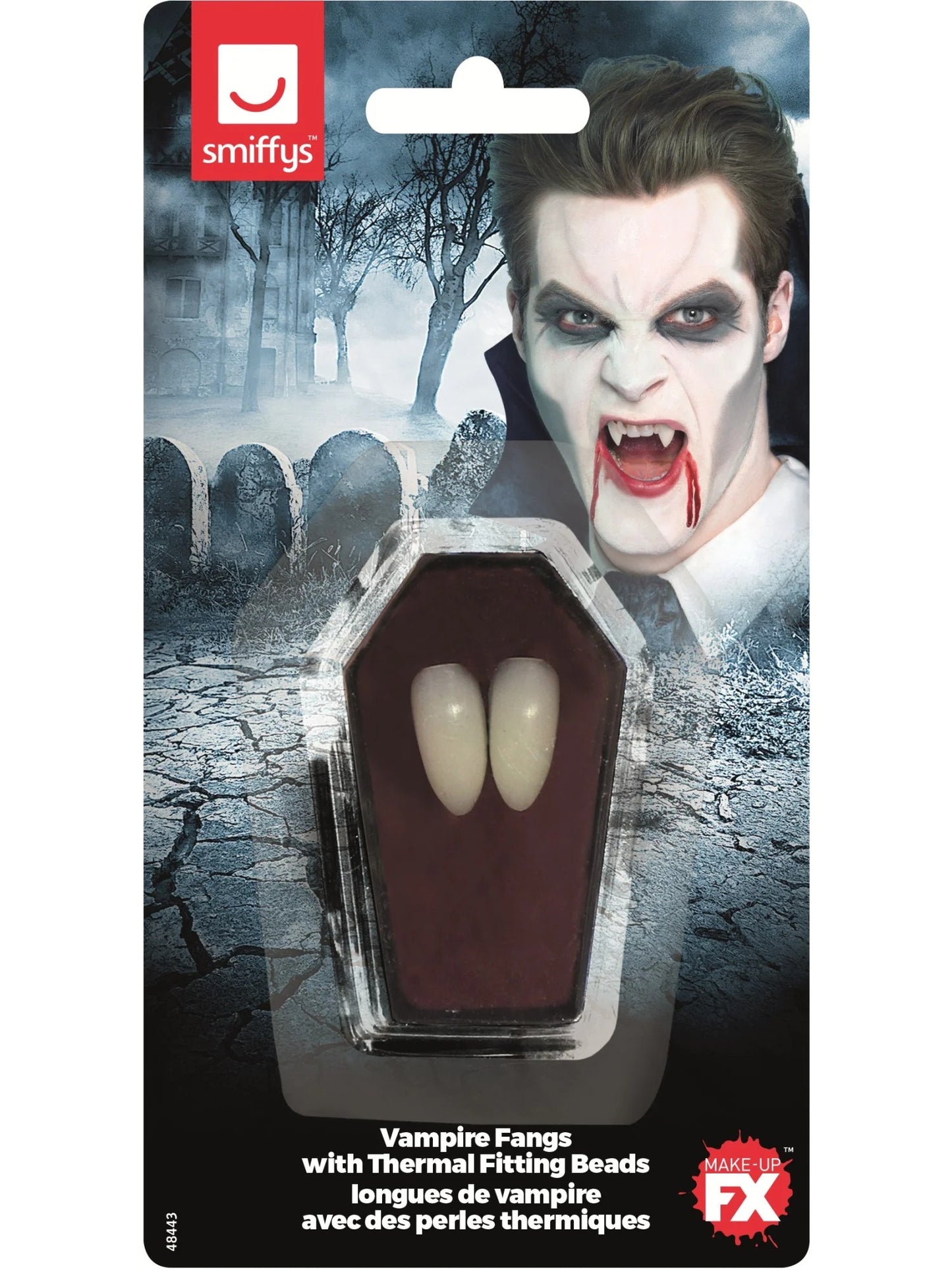Smiffys Make-Up FX, Vampire Fangs, White CD für Unisex