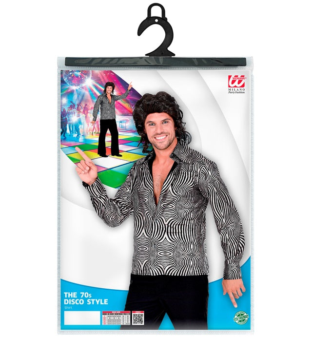 THE 70s DISCO STYLE Hemd mit silbernen Wellen im Retro 70er Jahre Design