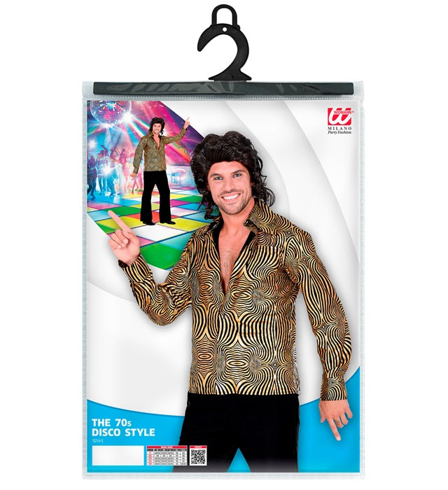 THE 70s DISCO STYLE Hemd mit goldenen Wellen im Retro-Design