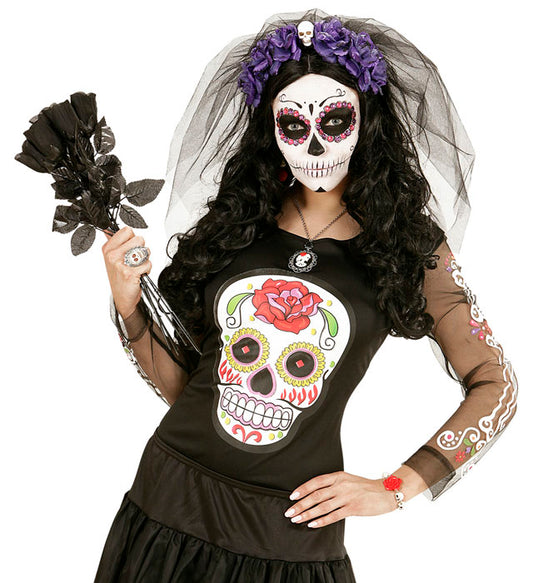 Día de los Muertos Bluse mit traditionellem mexikanischem Muster in leuchtenden Farben