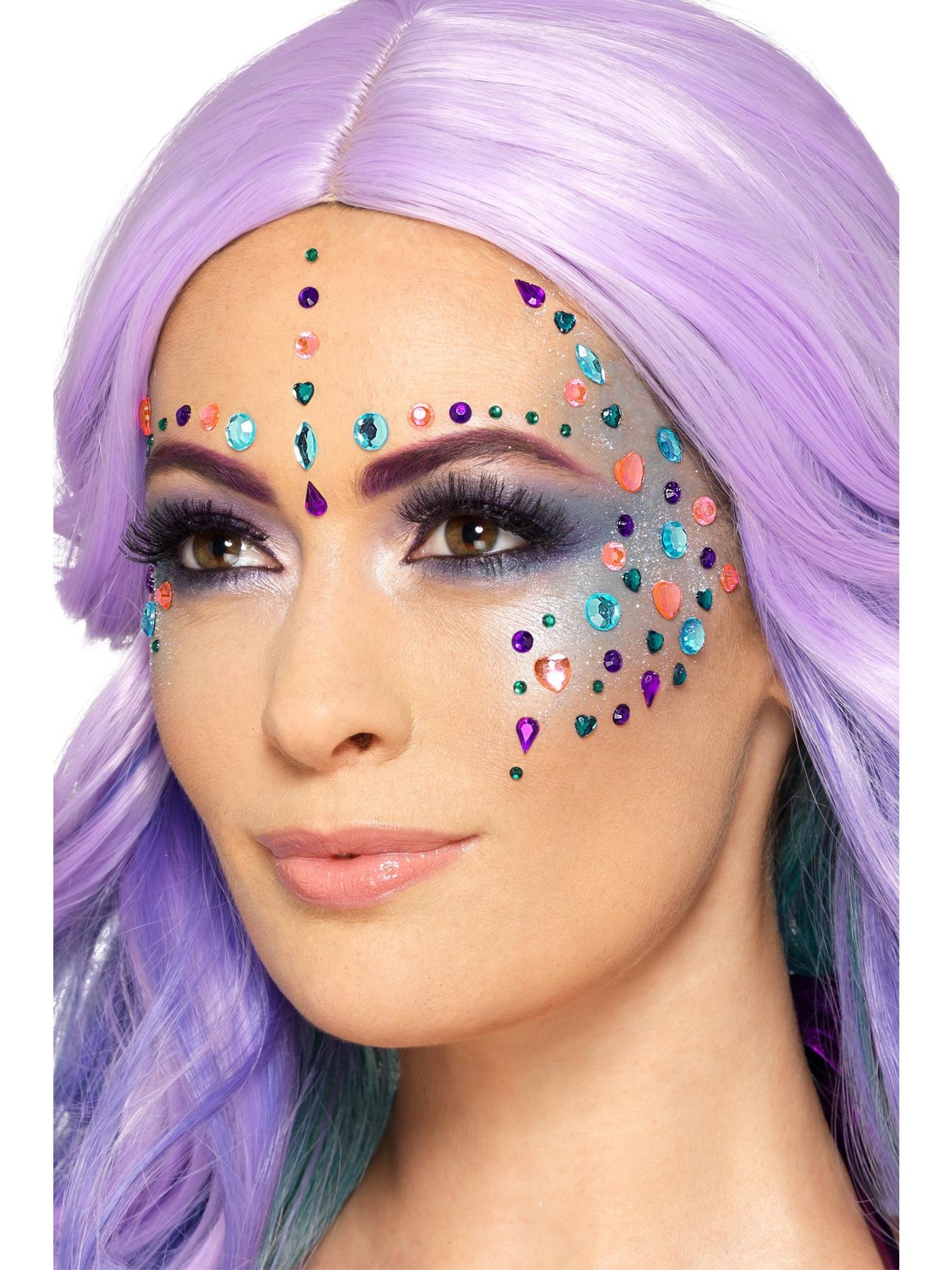 Smiffys Pastel Jewel Face Gems Purple selbstklebender Gesichtsschmuck