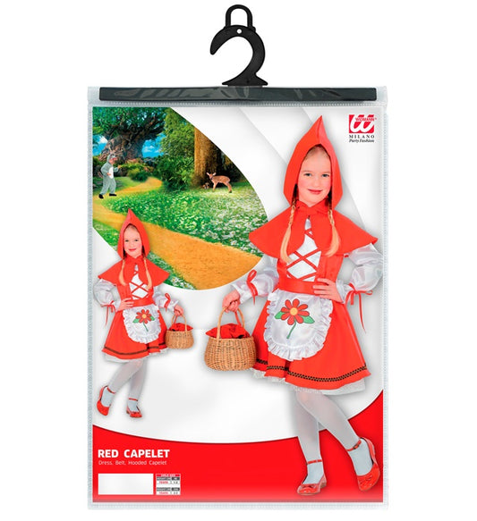 Rotkäppchen Kostüm mit rotem Kleid, Gürtel und rotem Kapuzenmäntelchen
