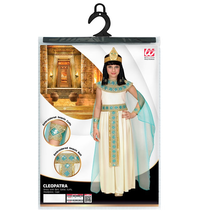 Cleopatra Kostüm Damen mit Kleid, Gürtel, Armbändern, Stirnband und Umhang in ägyptischem Stil