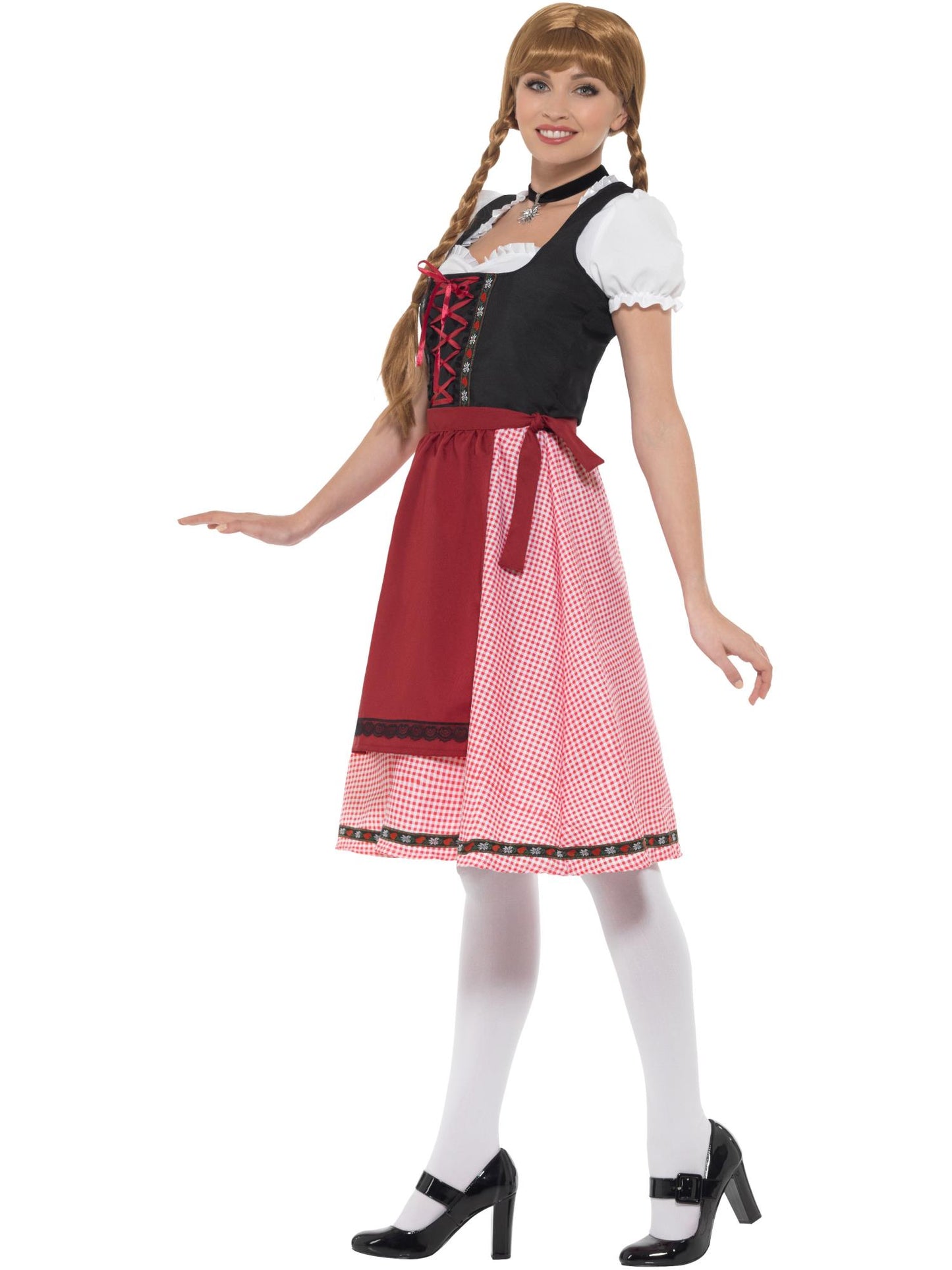 Smiffys Bavarian Tavern Maid Costume, Red & Black CS für Damen