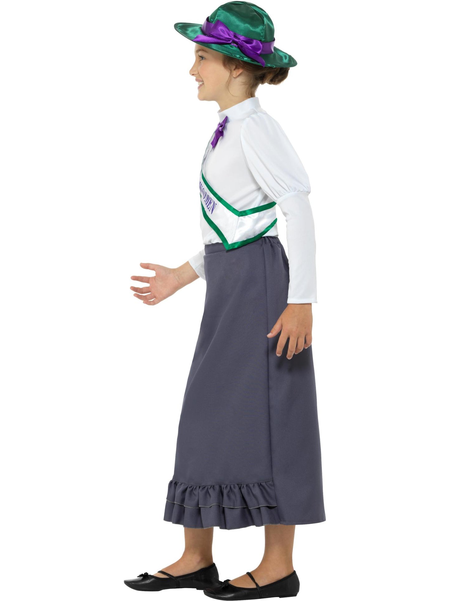 Smiffys Victorian Suffragette Costume, Grey CS für Mädchen