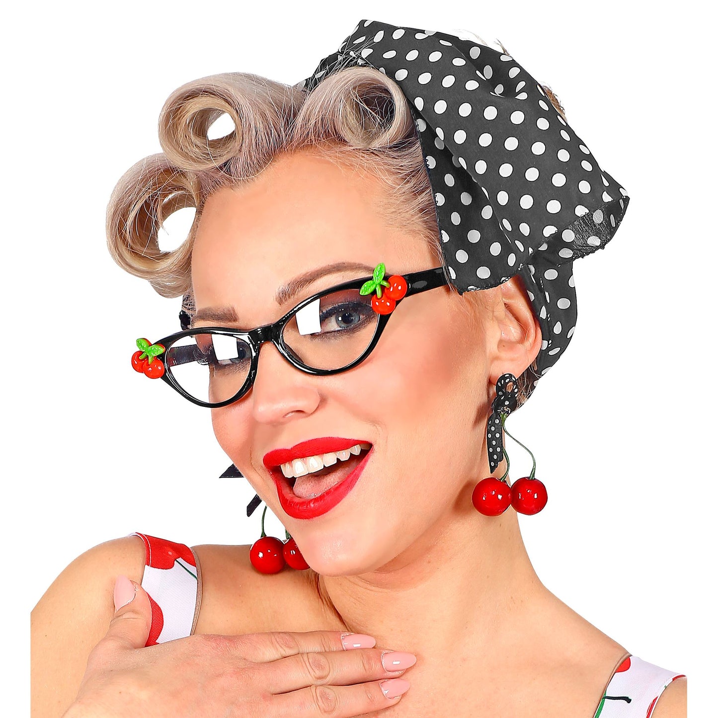"50's CHERRY SET" (Brille, Ohrringe, Halstuch) – Ansicht 5