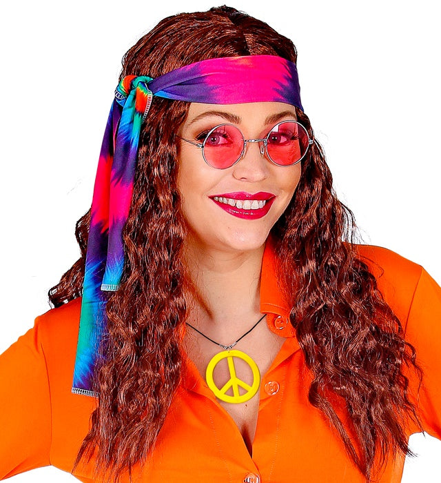 Neongelbe Hippie-Kette als Fasnachts-Accessoire