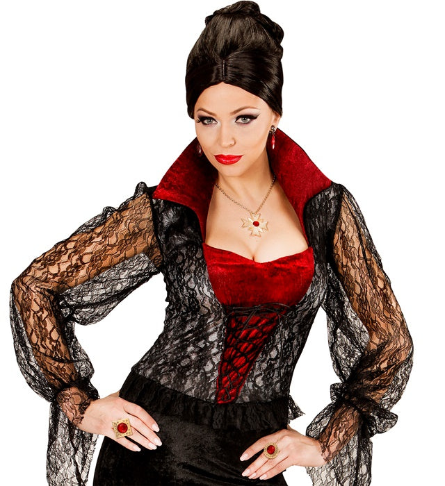 Dracula Kostüm Set mit Kette, Medaillon und zwei Ringen als Halloween-Accessoires