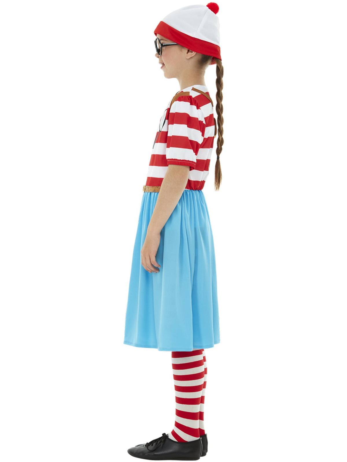 Smiffys Wenda Deluxe Kostüm für Mädchen mit Kleid Hut Strumpfhose und Brille – Seitenansicht