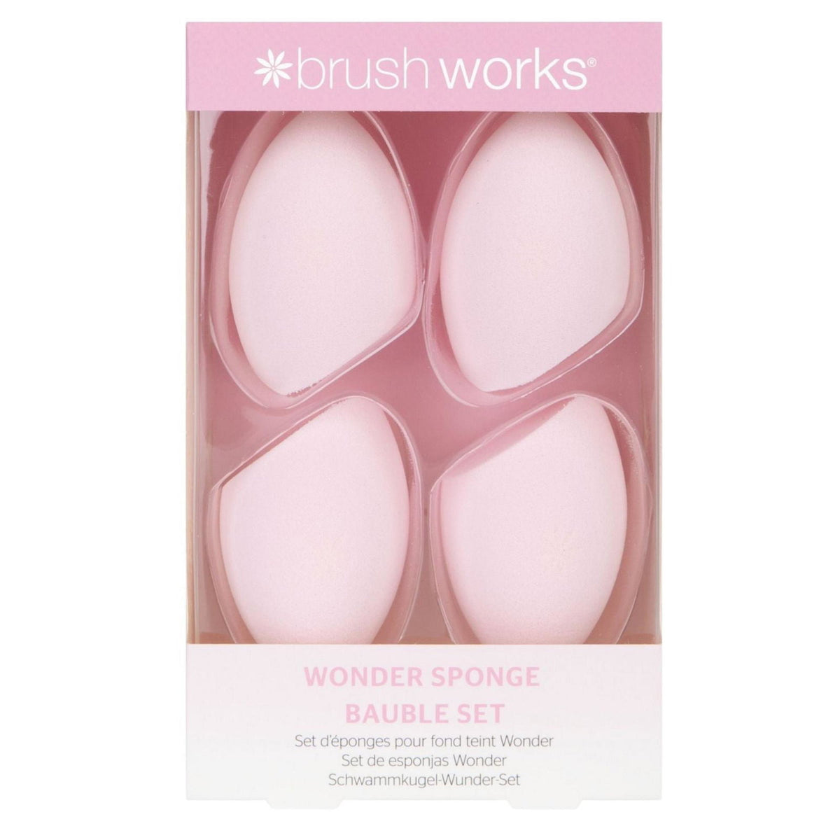 Set, Brushworks, Wonder Sponge Bauble, Makeup Sponge, Pink, 4 pcs