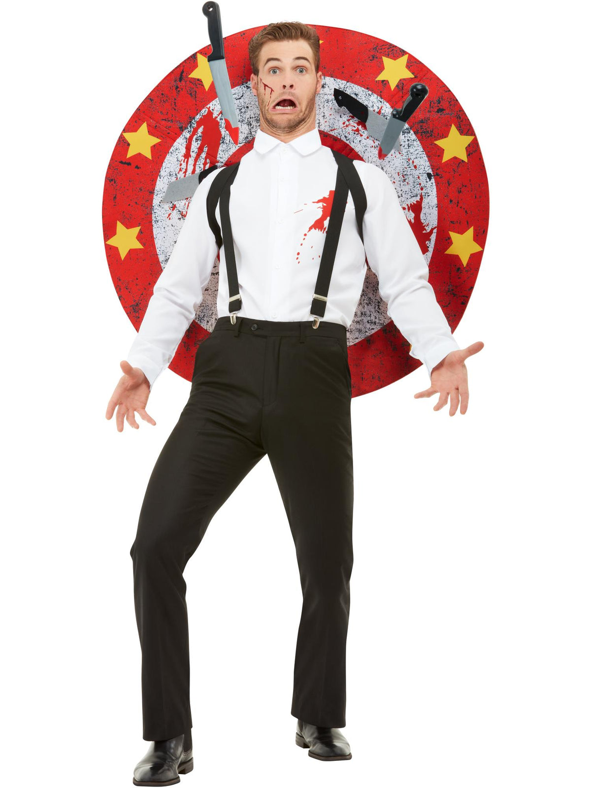 Smiffys JESTER Deluxe Knife Thrower Costume, Red & White CS für Herren