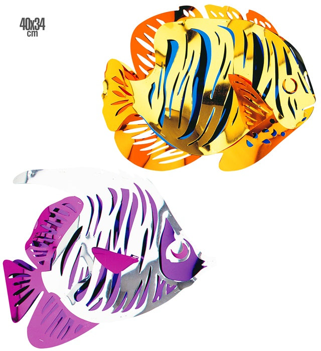 3D metallisierter tropischer Fisch in zwei Farben, 40x34 cm groß