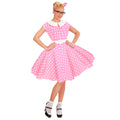 "50er JAHRE ROCK'N'ROLL MODE ROSA" (Kleid mit Petticoat, Gürtel, Haarband) – Vorderansicht