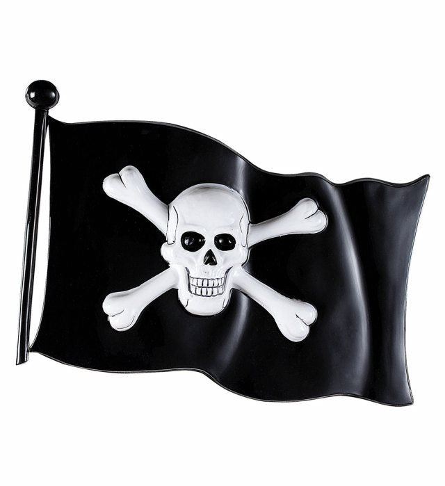 Piratenflagge aus Kunststoff mit Totenkopf-Motiv, 45 x 32 cm