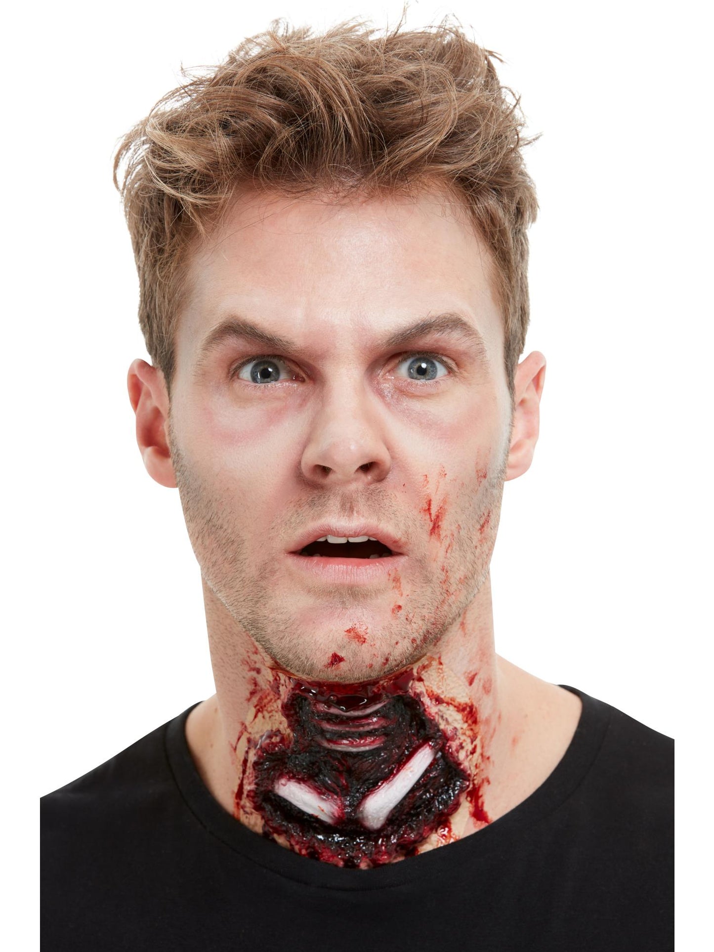 Smiffys ZOMBIE Make-Up FX Latex-Wunde am Hals für Erwachsene