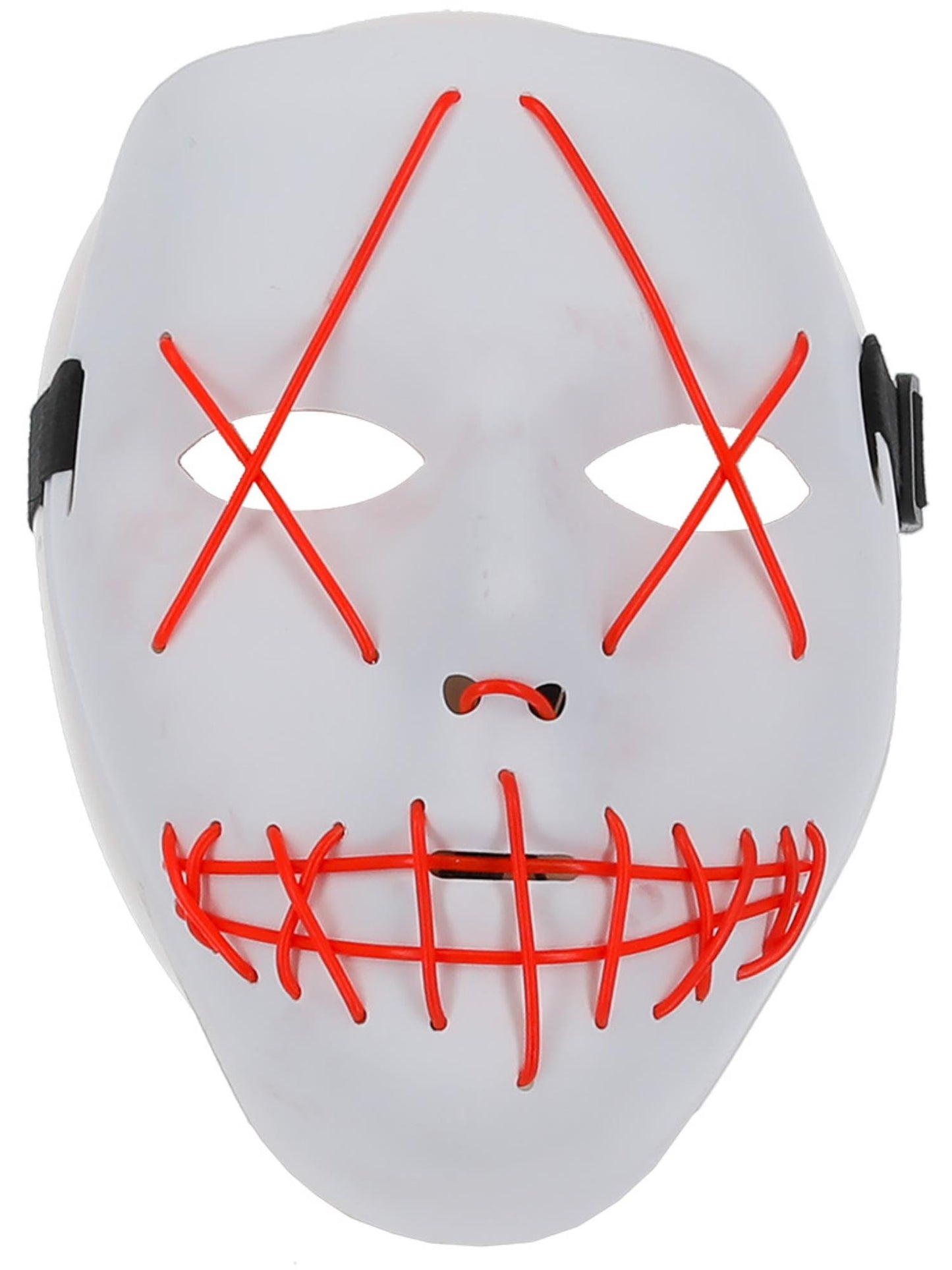 Smiffys Stitch Face Mask, Neon Light Up, White für Unisex
