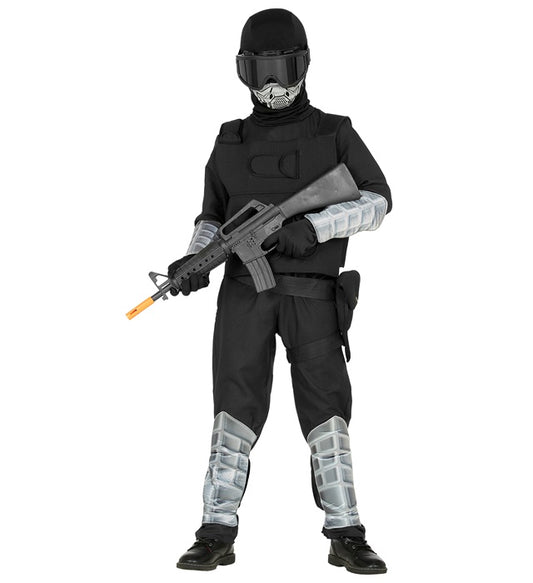 Special Forces Einsatzkostüm mit Overall, Maske, Einsatzweste und Zubehör