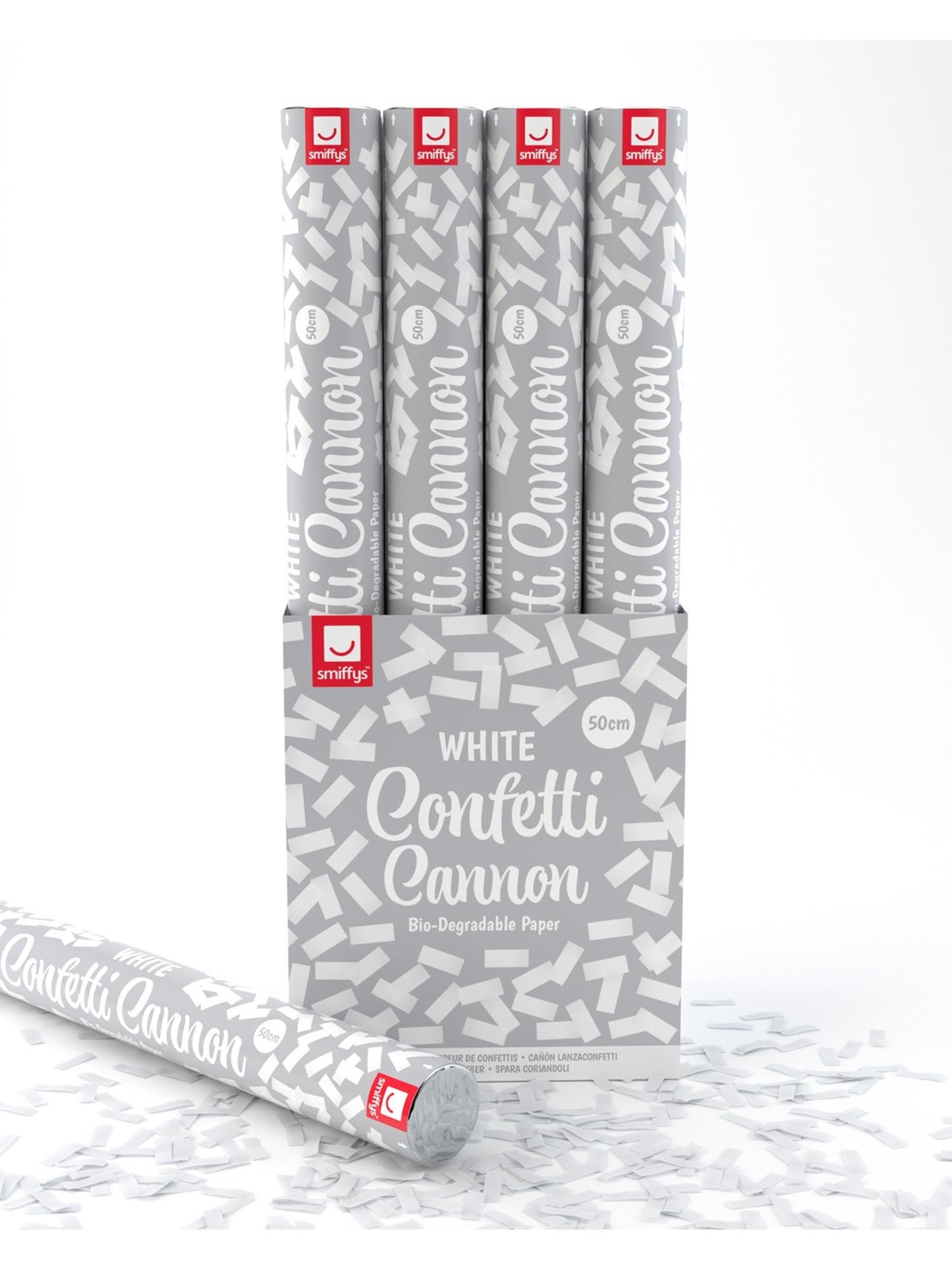 Smiffys 50cm Confetti Cannon, White, DB of 12 AC für Unisex