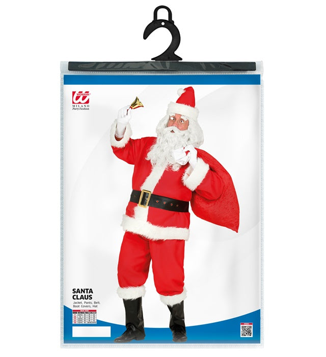 Weihnachtsmann Kostüm mit roter Jacke, Hose, Gürtel, Stiefelüberziehern und Mütze