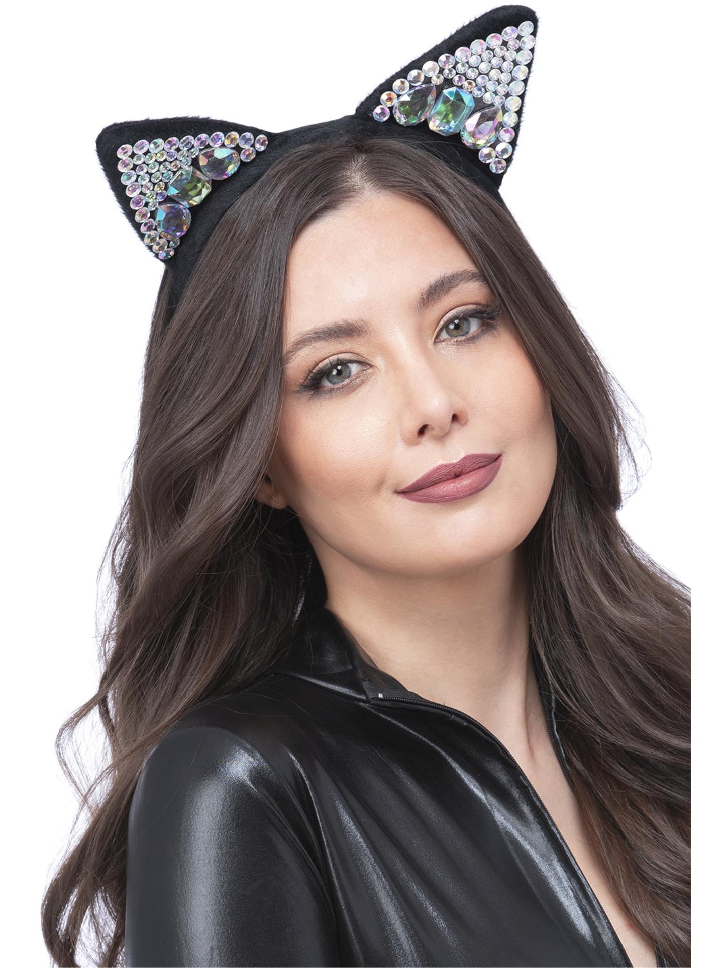 Smiffys Jewelled Black Cat Ear Headband HA für Damen