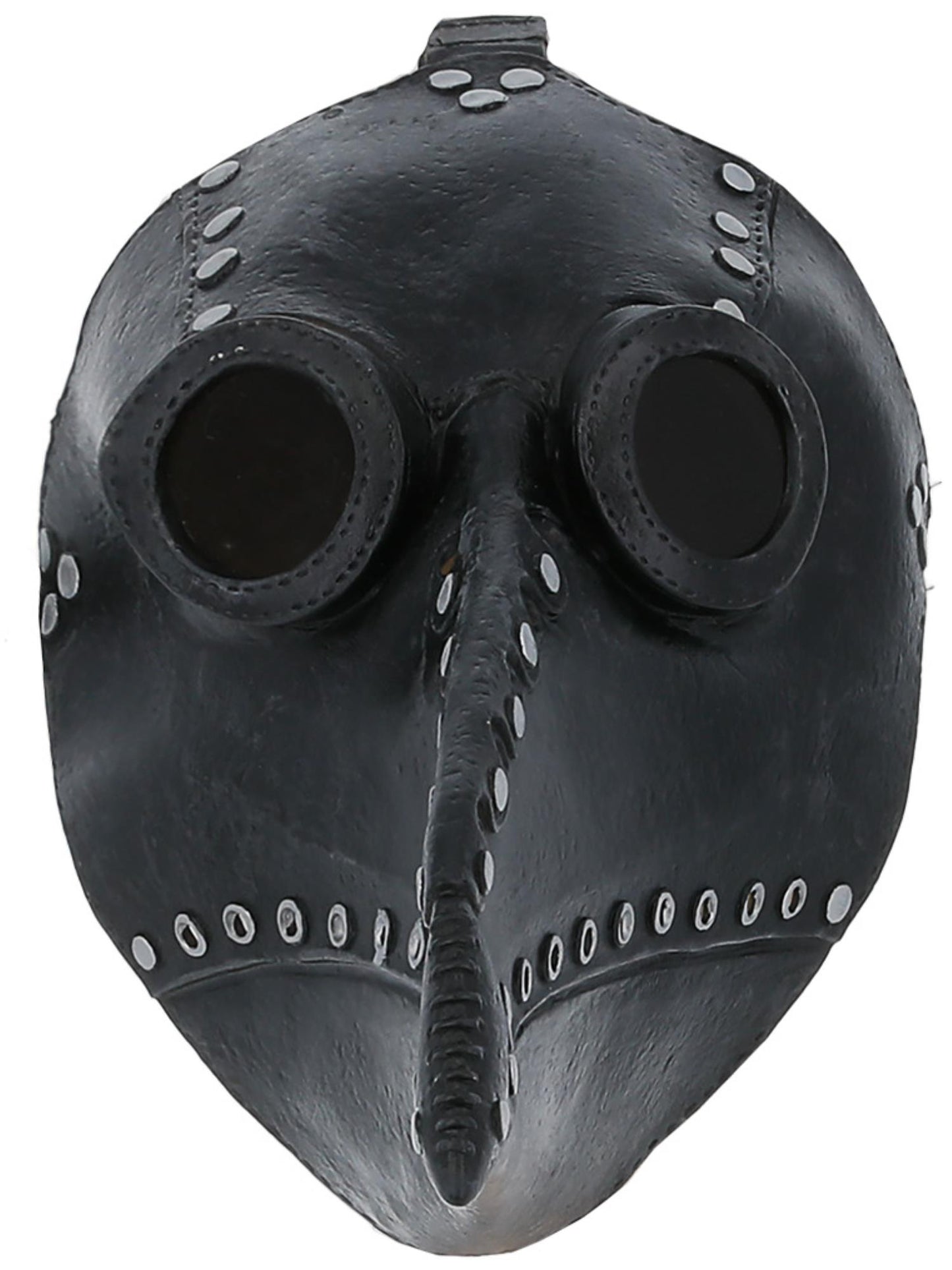 Smiffys schwarze Latex Plague Doctor Maske für Herren – Detailansicht
