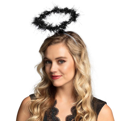 Boland Schwarzer Heiligenschein-Tiara mit Marabou-Federn von