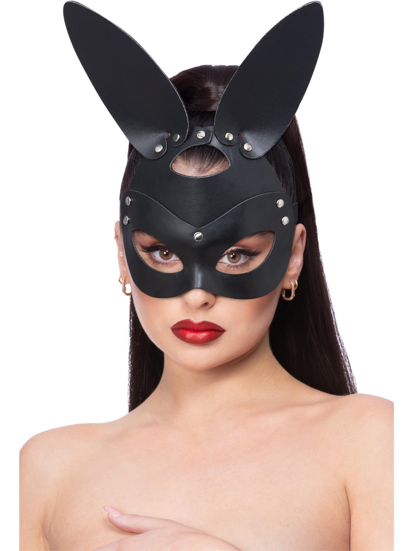 Smiffys Fever Black Mock Leather Rabbit Mask für Damen
