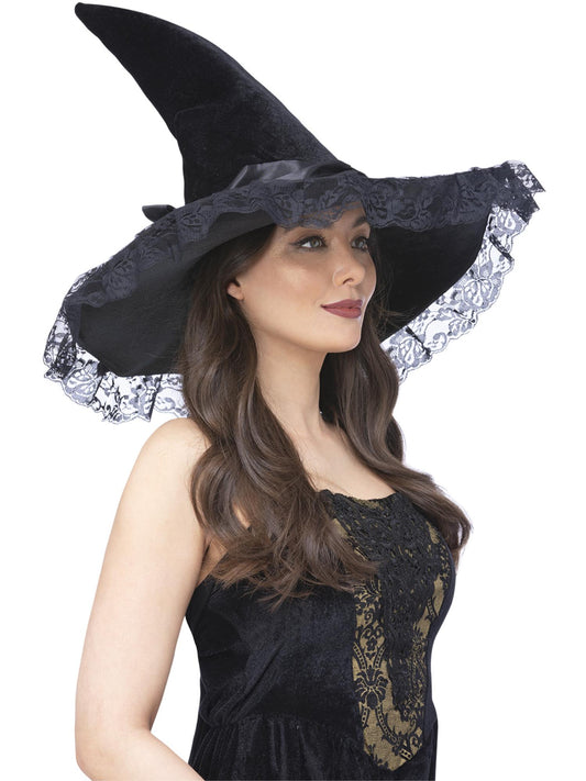 Smiffys Enchantress Lace Hexenhut für Damen in Schwarz