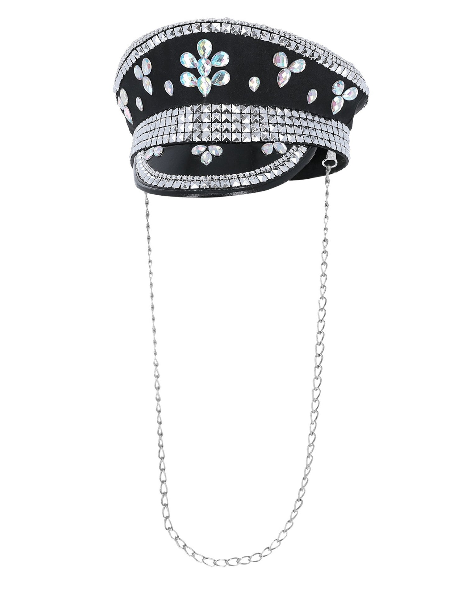 Smiffys Fever Deluxe Sequin Studded Captains Hat, Black für Unisex