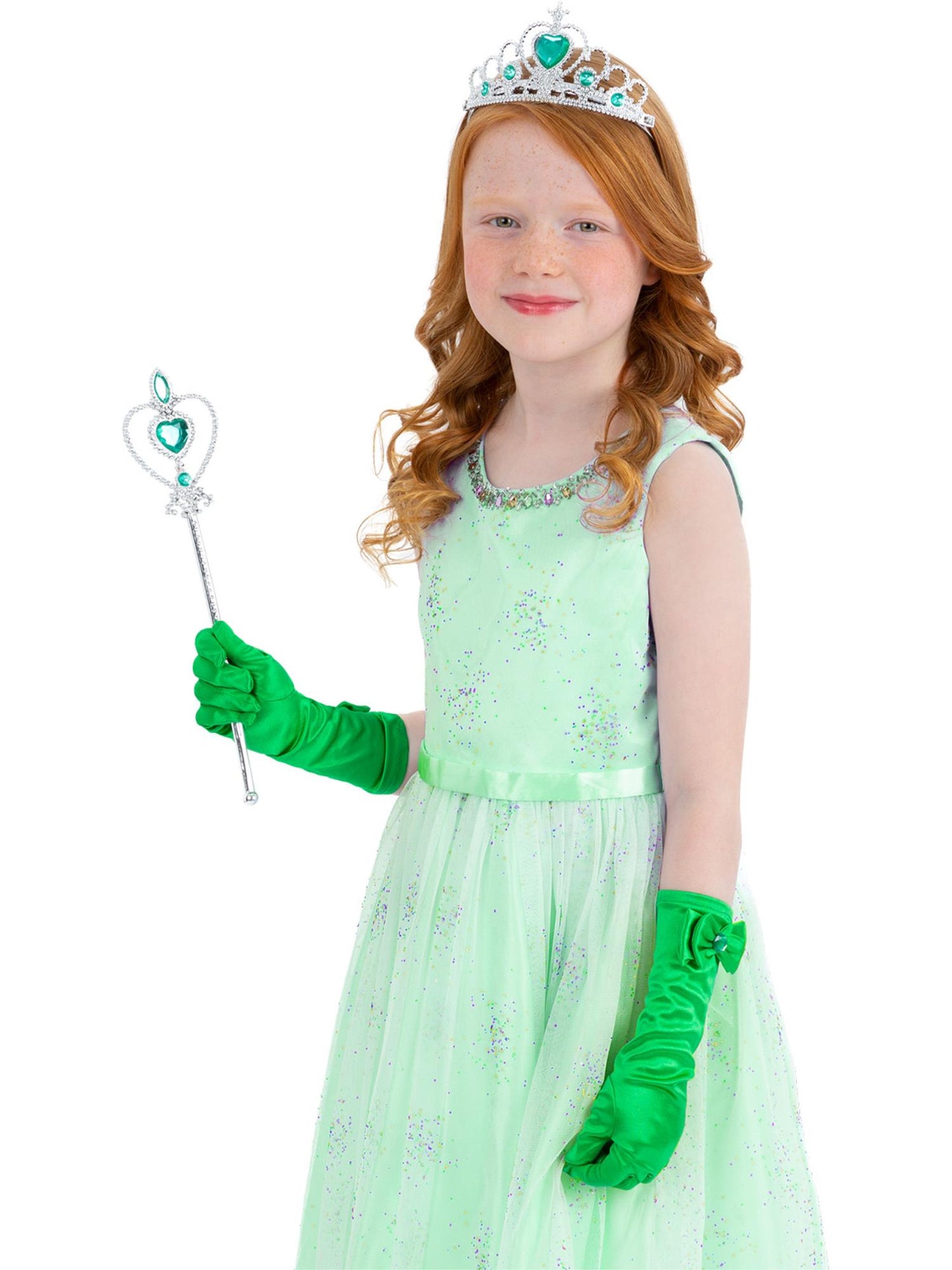 Smiffys Green Princess Kit für Mädchen mit Zauberstab, Tiara und Handschuhen