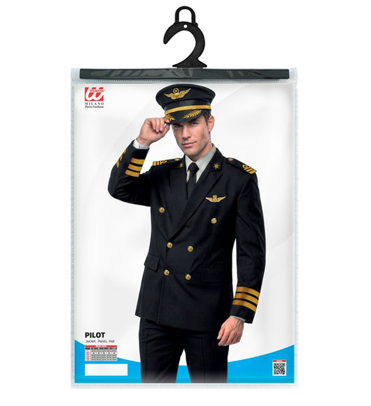 Pilot Kostüm bestehend aus Jackett, Hose und Mütze für Fasnacht