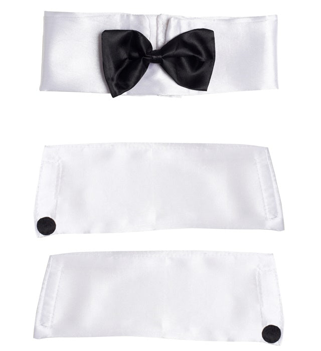 Elegantes Stripper Set mit Kragen, Fliege und Armbündchen für Fasnacht