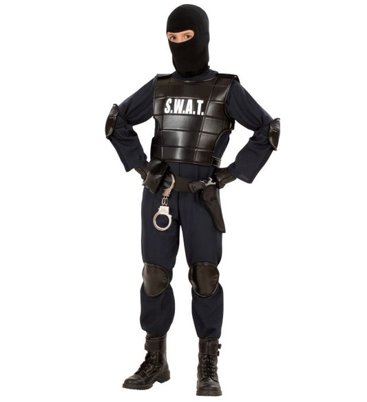 Agent S.W.A.T Kostüm mit kugelsicherer Weste, Gürtel, Knieschonern und Maske