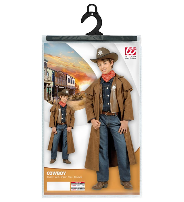 Cowboy Kostüm-Set mit Wildleder-Mantel, Weste, Sheriffstern und Halstuch