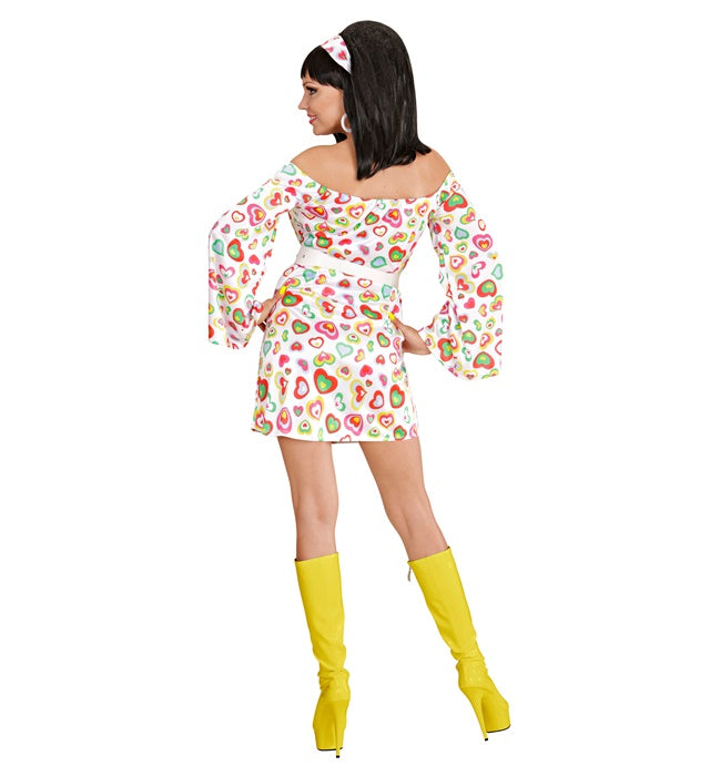 70s MOD Damenkleid mit Gürtel und Stirnband im Retro Stil