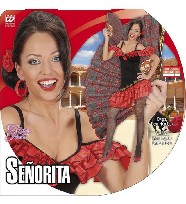 SEÑORITA Fasnachtskostüm rosa Kleid mit passender Haarspange