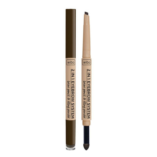 Wibo Wibo, 2 in 1 Eyebrow System, Augenbrauencreme Stift, Puder & Bürste 3-in-1, 3, Dunkelbraun, 0.2 g Regular