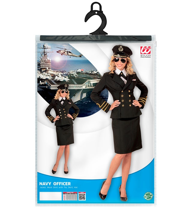 Navy Officer Kostüm mit Jacke, Rock, Kragen und Mütze für Fasnacht