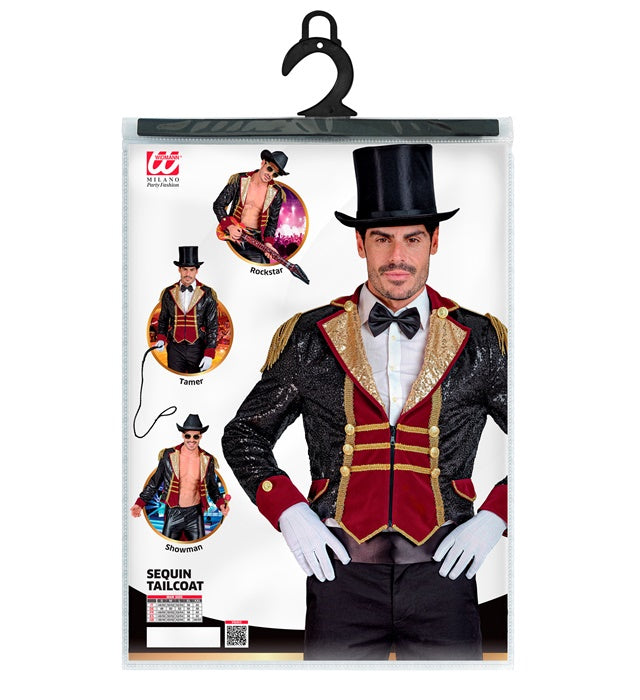 Paillettenfrack in Schwarz mit Glitzereffekt für Zirkusdirektor-Kostüm
