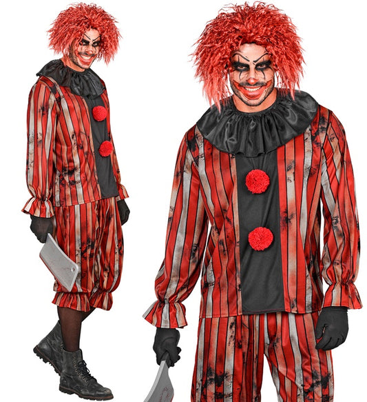 Böser Clown Kostüm mit Oberteil und markantem Kragen für Fasnacht
