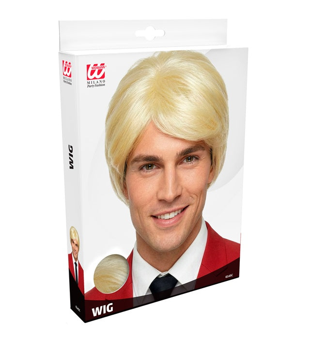 Claude François Perücke schwarzer Retro-Style für Fasnacht und Karneval