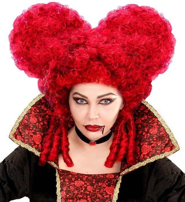 Bordeauxfarbene Barockperücke im voluminösen Stil für Fasnacht und Mottopartys