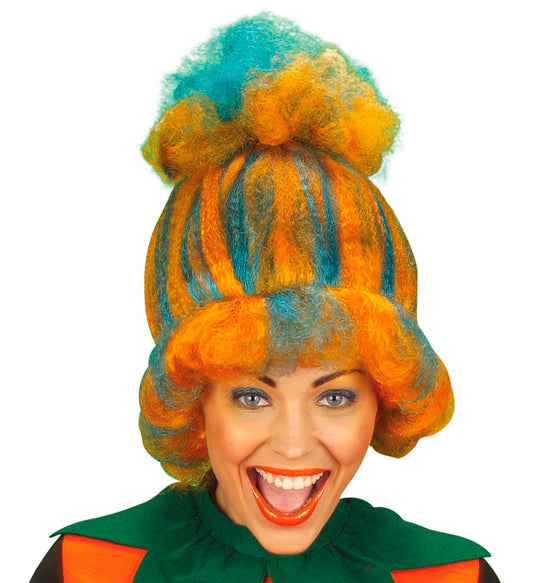 Orange Perücke in Kürbis-Optik als Halloween- und Fasnachtskostümzubehör