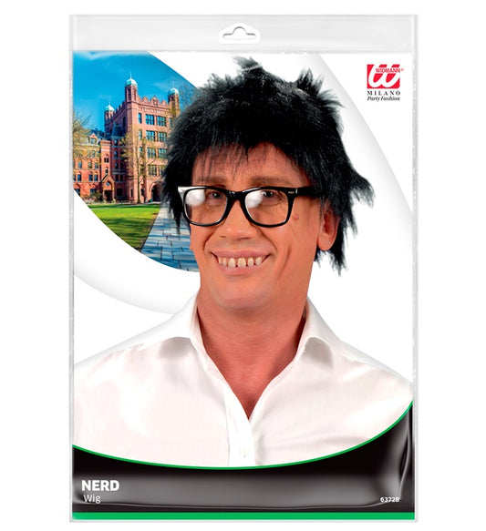 Schwarze Plüschperücke als Kostümzubehör für Fasnacht und Karneval